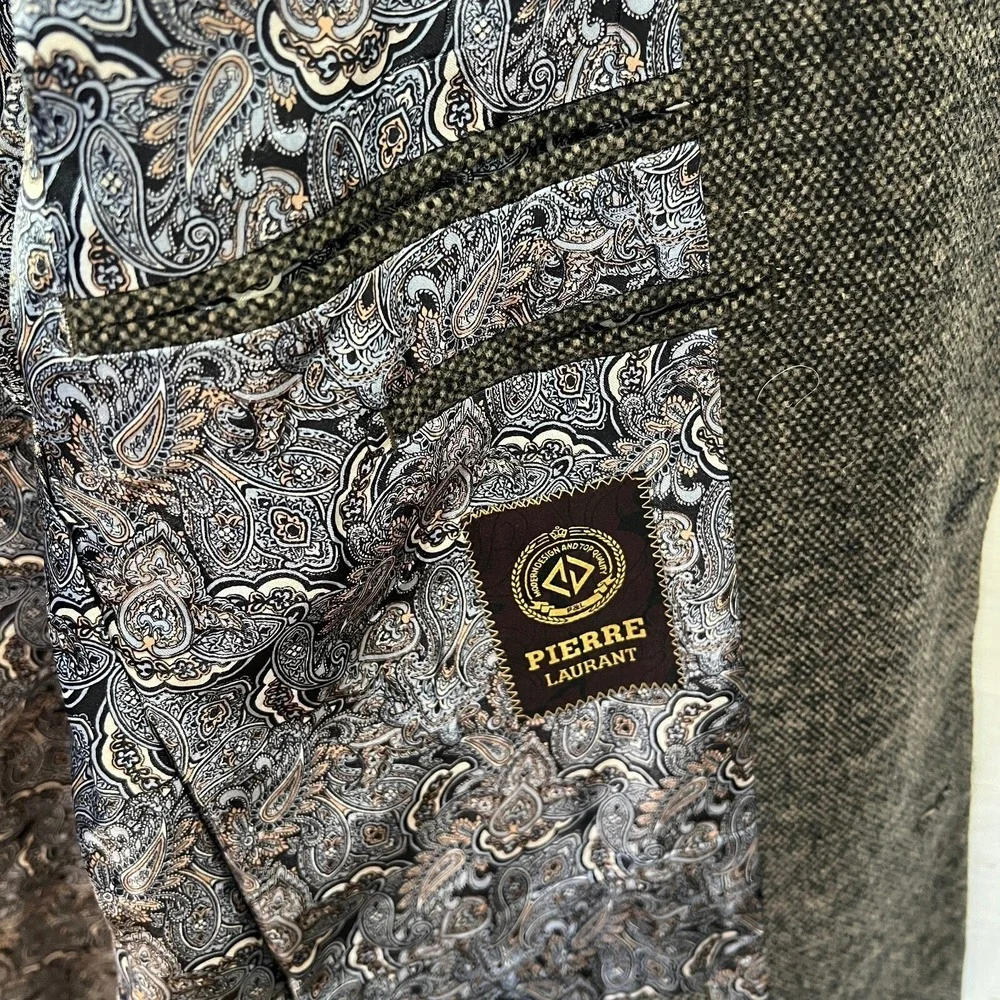 Pierre‎ Laurant Mens 40L Birdseye Sport Coat Blazer Nailhead Jacket Classic Wool